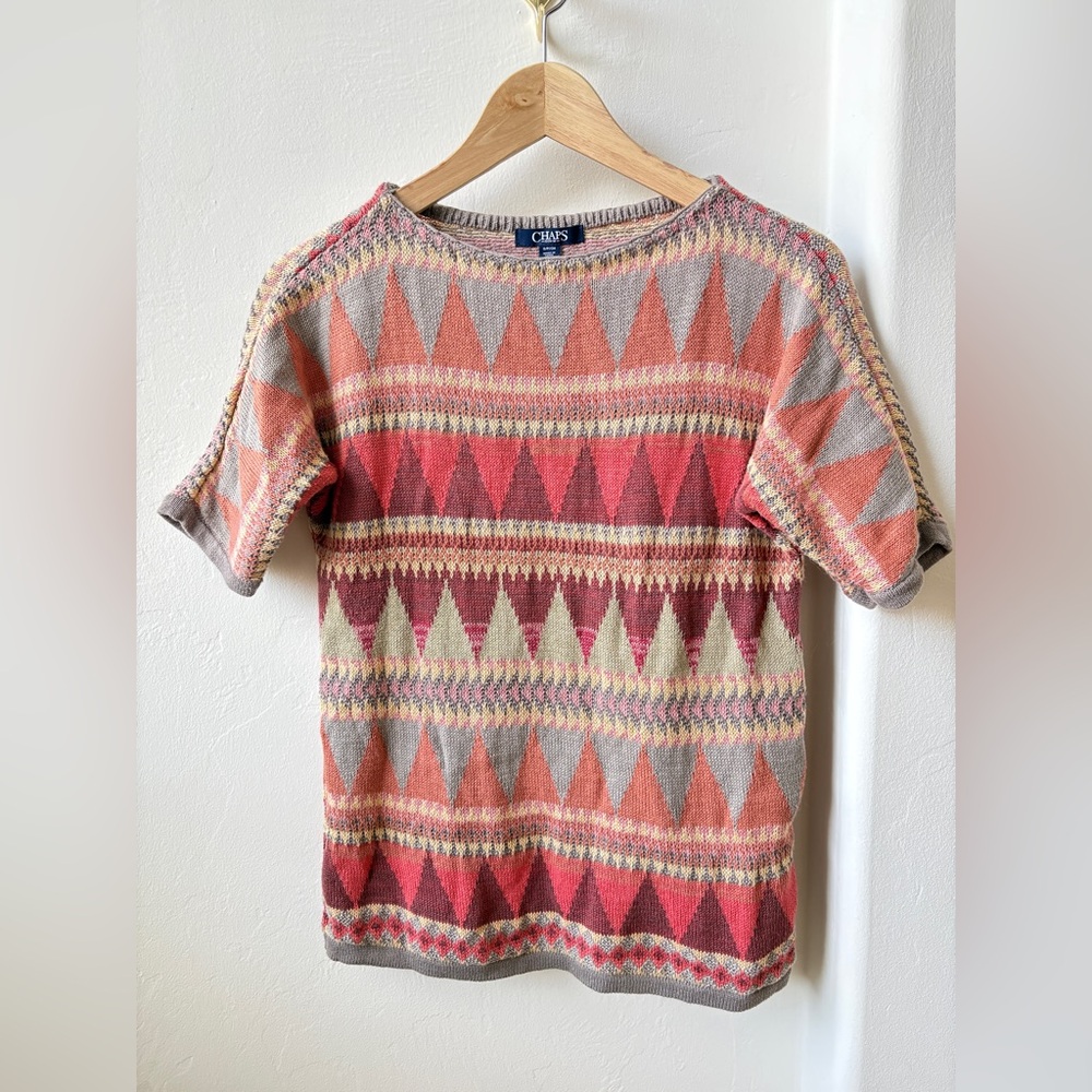 Chaps Multicolor Geometric Knit Top